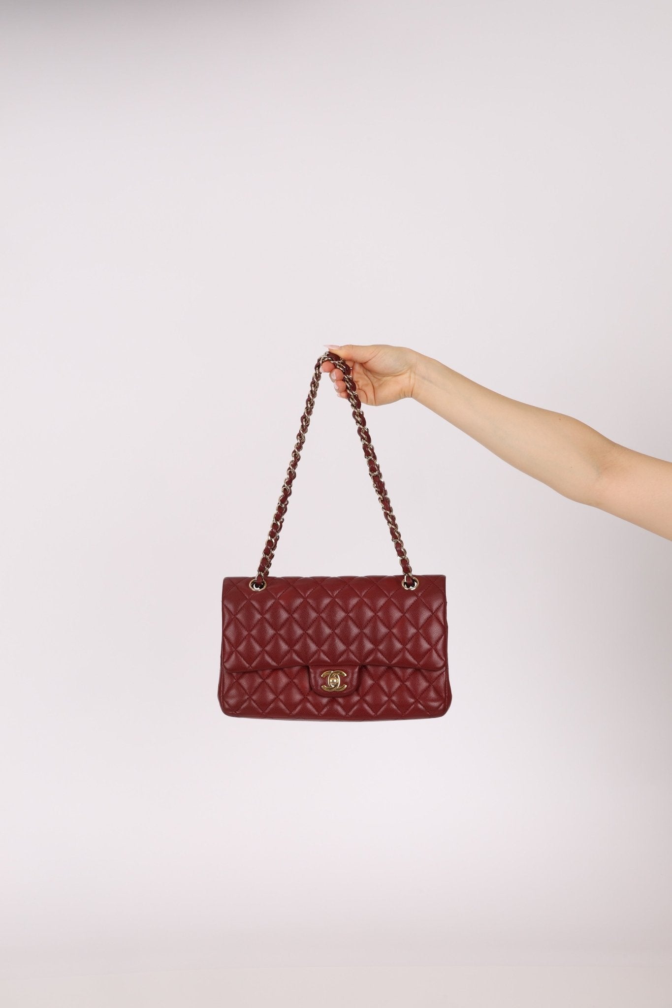 Chanel 2018 Bordeaux Caviar Medium Double Flap GHW - FashioNica