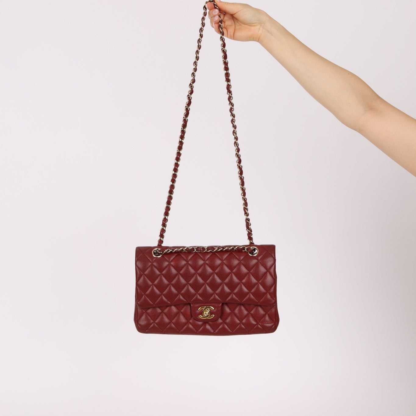 Chanel 2018 Bordeaux Caviar Medium Double Flap GHW - FashioNica