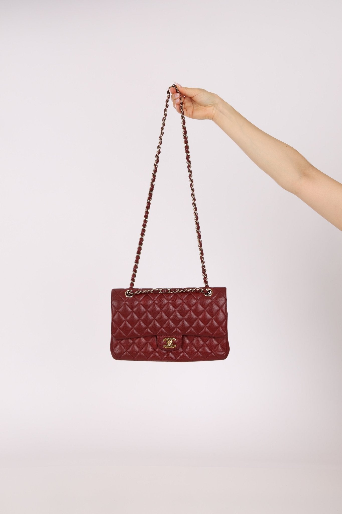 Chanel 2018 Bordeaux Caviar Medium Double Flap GHW - FashioNica