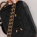 Chanel 2018 Caviar Filigree Small Vanity Case GHW - FashioNica
