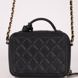 Chanel 2018 Caviar Filigree Small Vanity Case GHW - FashioNica