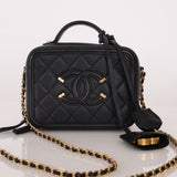 Chanel 2018 Caviar Filigree Small Vanity Case GHW - FashioNica