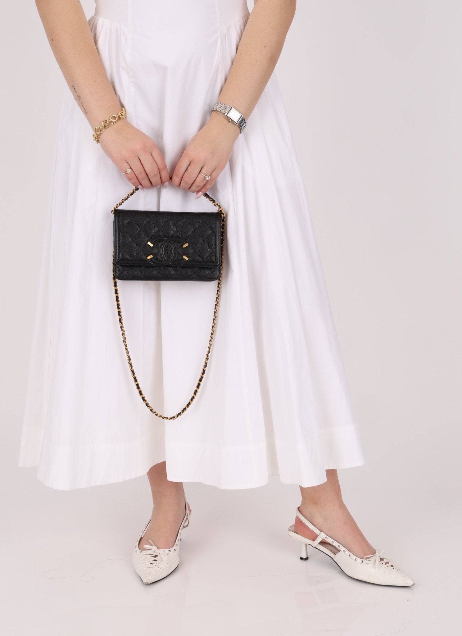 Chanel 2018 Caviar Filigree Wallet on Chain - FashioNica