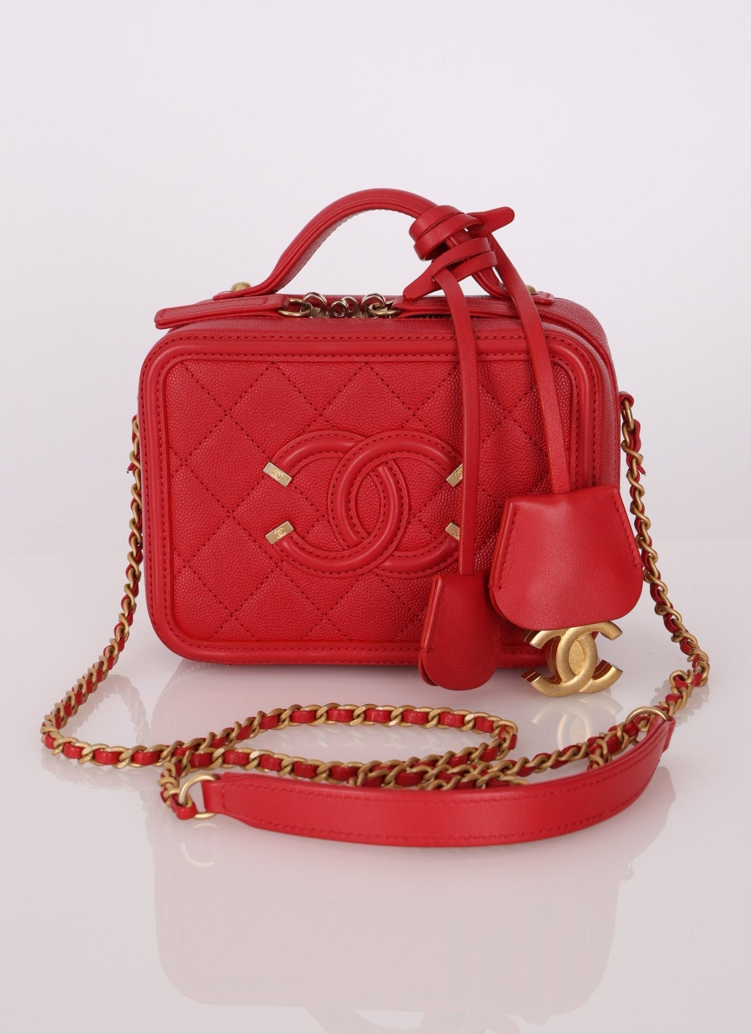 Chanel 2018 Caviar Small Filigree Vanity Crossbody - FashioNica