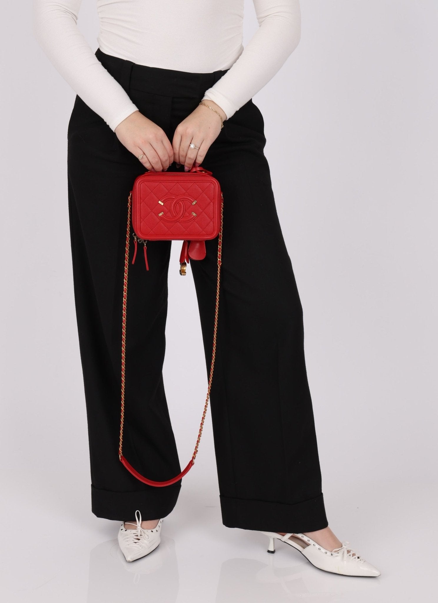 Chanel 2018 Caviar Small Filigree Vanity Crossbody - FashioNica