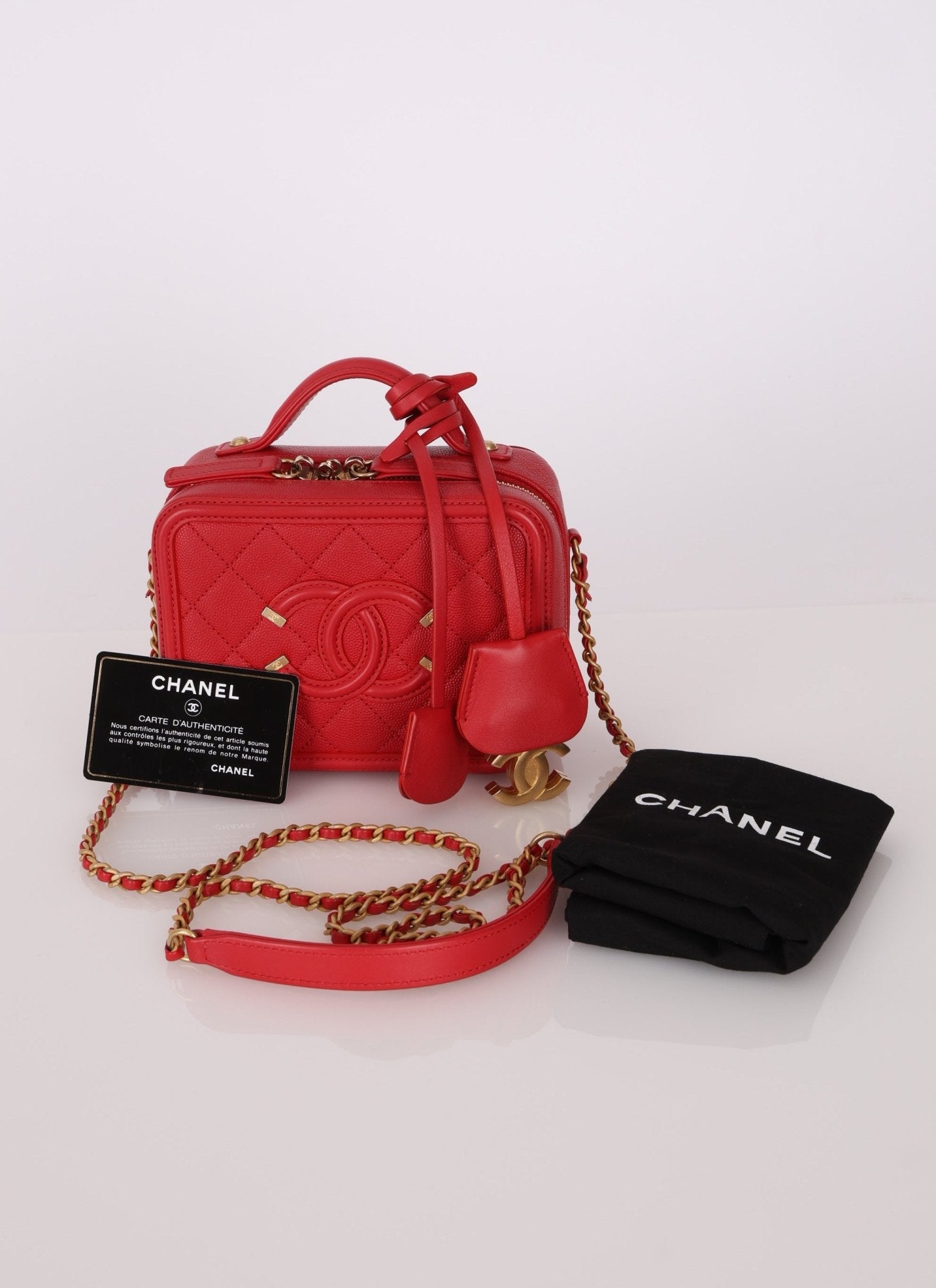 Chanel 2018 Caviar Small Filigree Vanity Crossbody - FashioNica