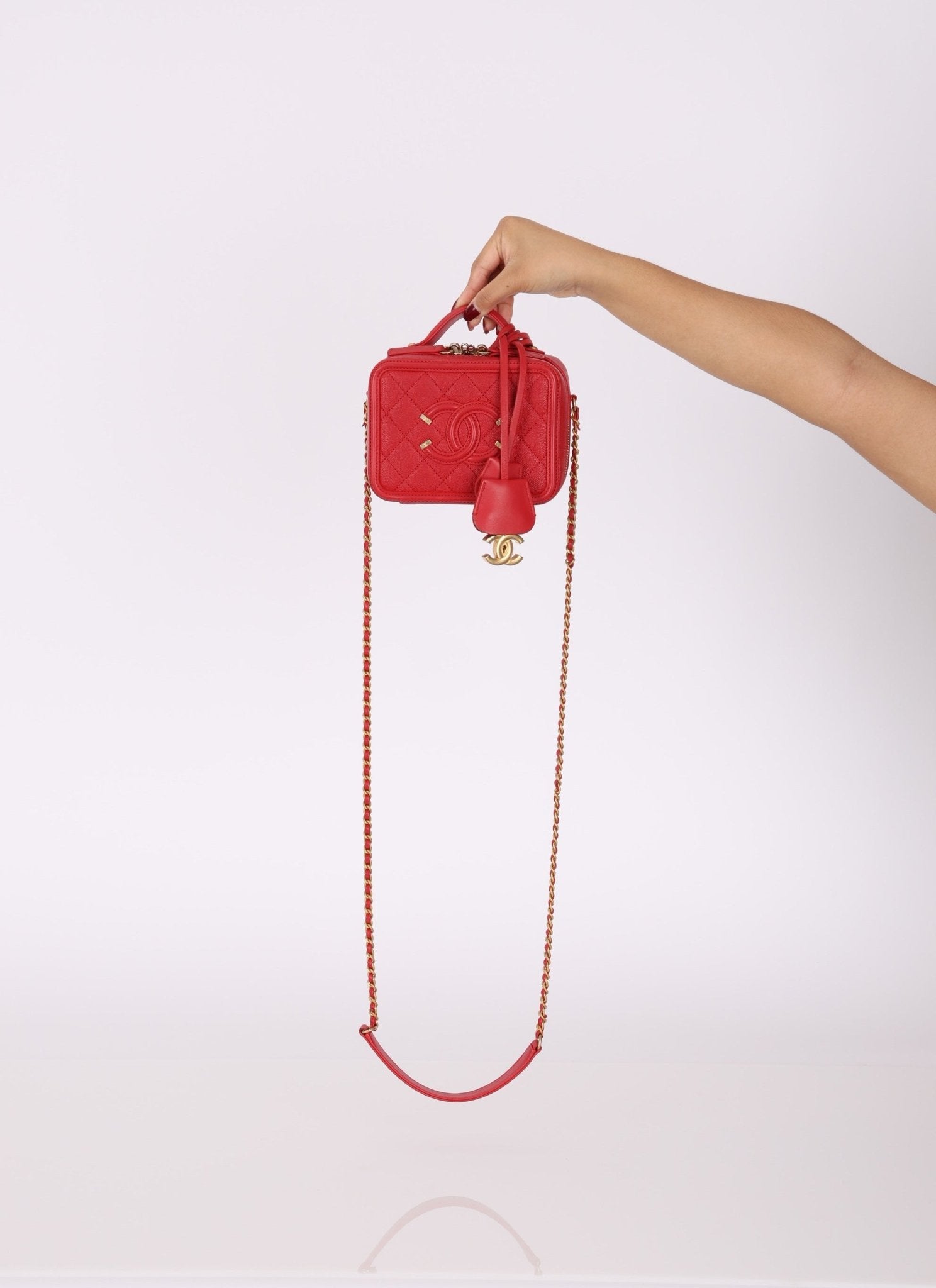 Chanel 2018 Caviar Small Filigree Vanity Crossbody - FashioNica