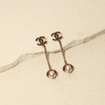 Chanel 2018 CC Logo Rhinestone and Pearl Ladybug Drop Earrings - FashioNica