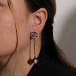 Chanel 2018 CC Logo Rhinestone and Pearl Ladybug Drop Earrings - FashioNica