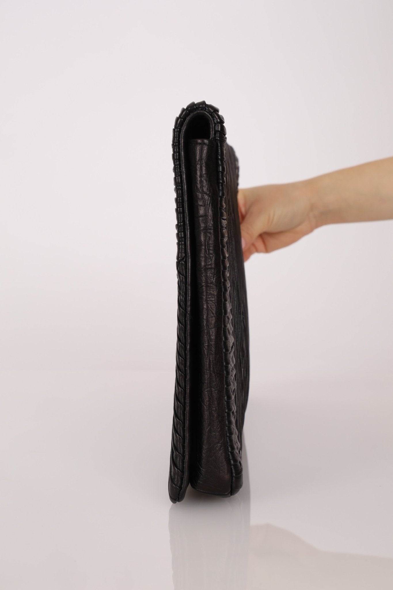 Chanel 2018 Crumpled Calfskin Coco Pleats Clutch GHW - FashioNica