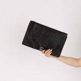 Chanel 2018 Crumpled Calfskin Coco Pleats Clutch GHW - FashioNica