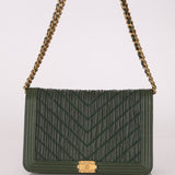 Chanel 2018 Crumpled Chevron Wallet On Chain - FashioNica