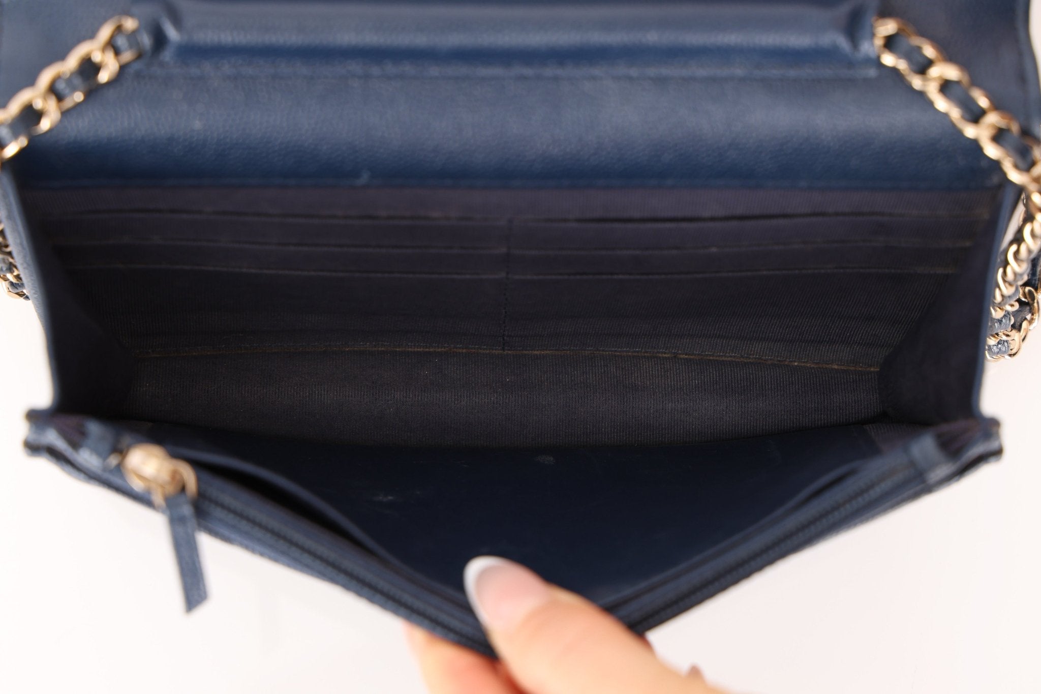 Chanel 2018 Dark Navy Caviar Wallet on Chain GHW - FashioNica