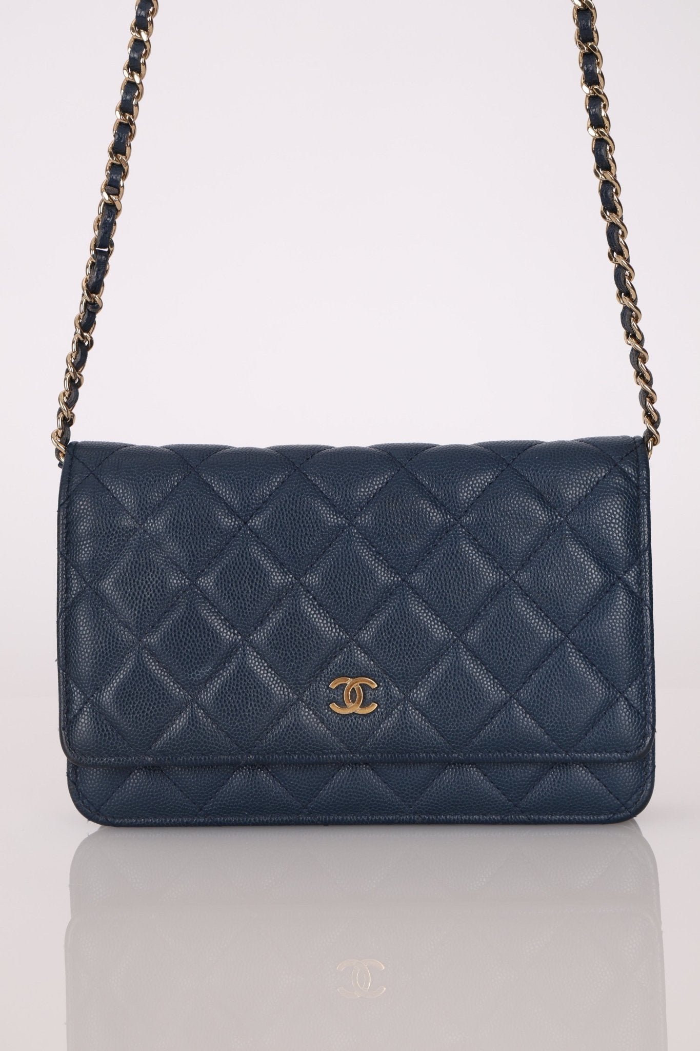 Chanel 2018 Dark Navy Caviar Wallet on Chain GHW - FashioNica