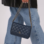 Chanel 2018 Dark Navy Caviar Wallet on Chain GHW - FashioNica