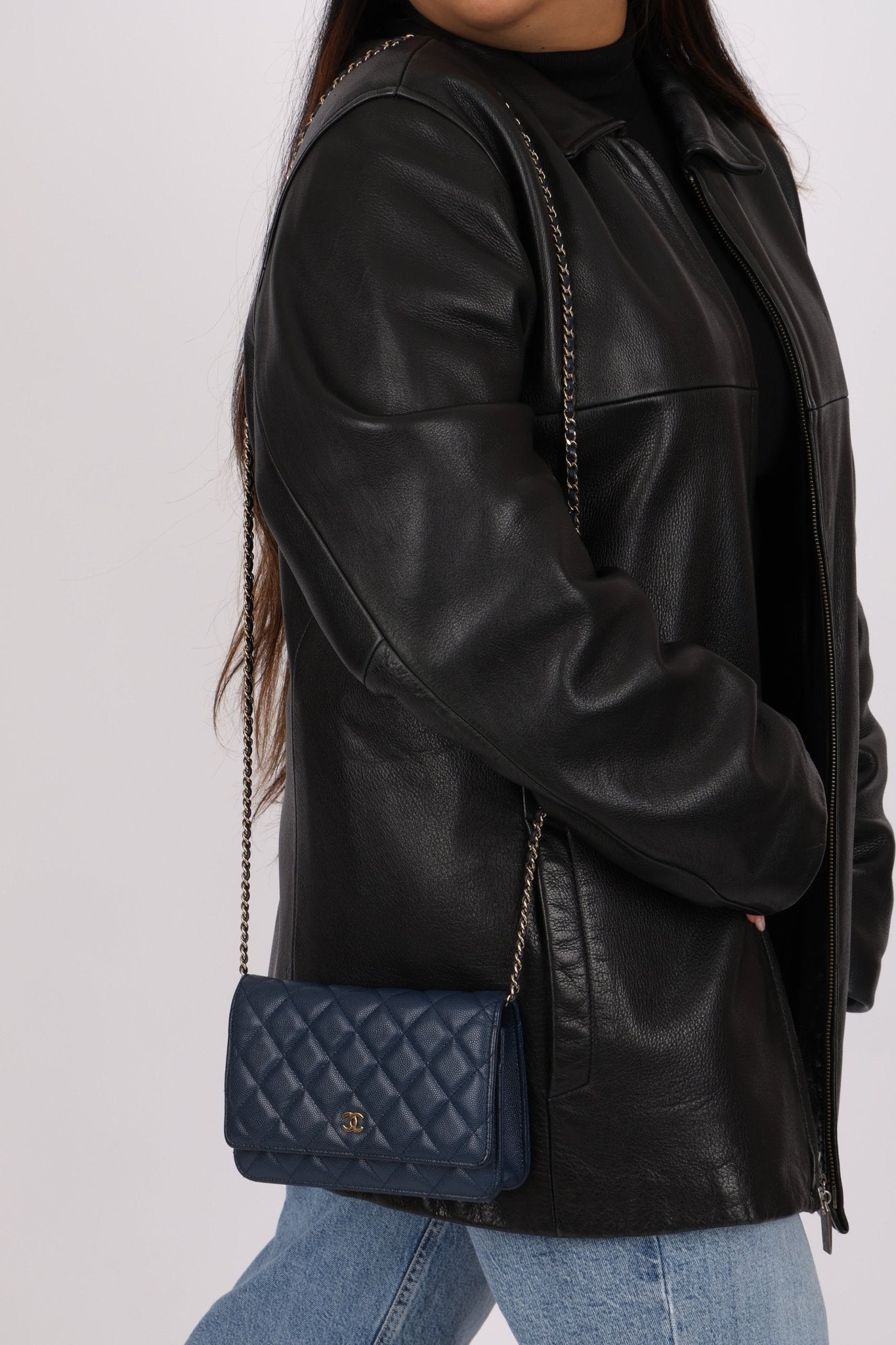 Chanel 2018 Dark Navy Caviar Wallet on Chain GHW - FashioNica