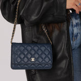 Chanel 2018 Dark Navy Caviar Wallet on Chain GHW - FashioNica