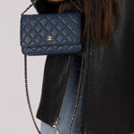 Chanel 2018 Dark Navy Caviar Wallet on Chain GHW - FashioNica