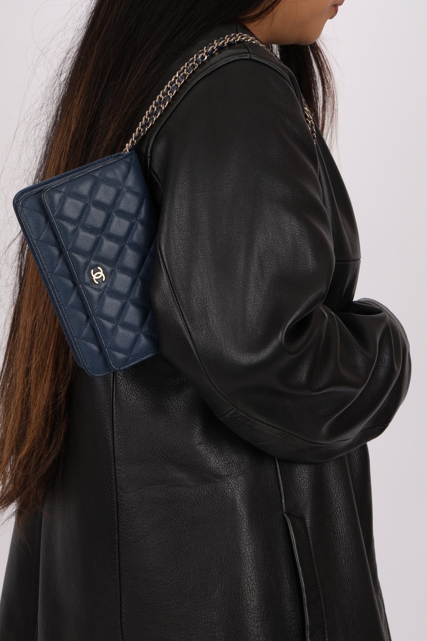 Chanel 2018 Dark Navy Caviar Wallet on Chain GHW - FashioNica