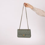 Chanel 2018 Eucalyptus Green Iridescent Caviar Small Double Flap - FashioNica