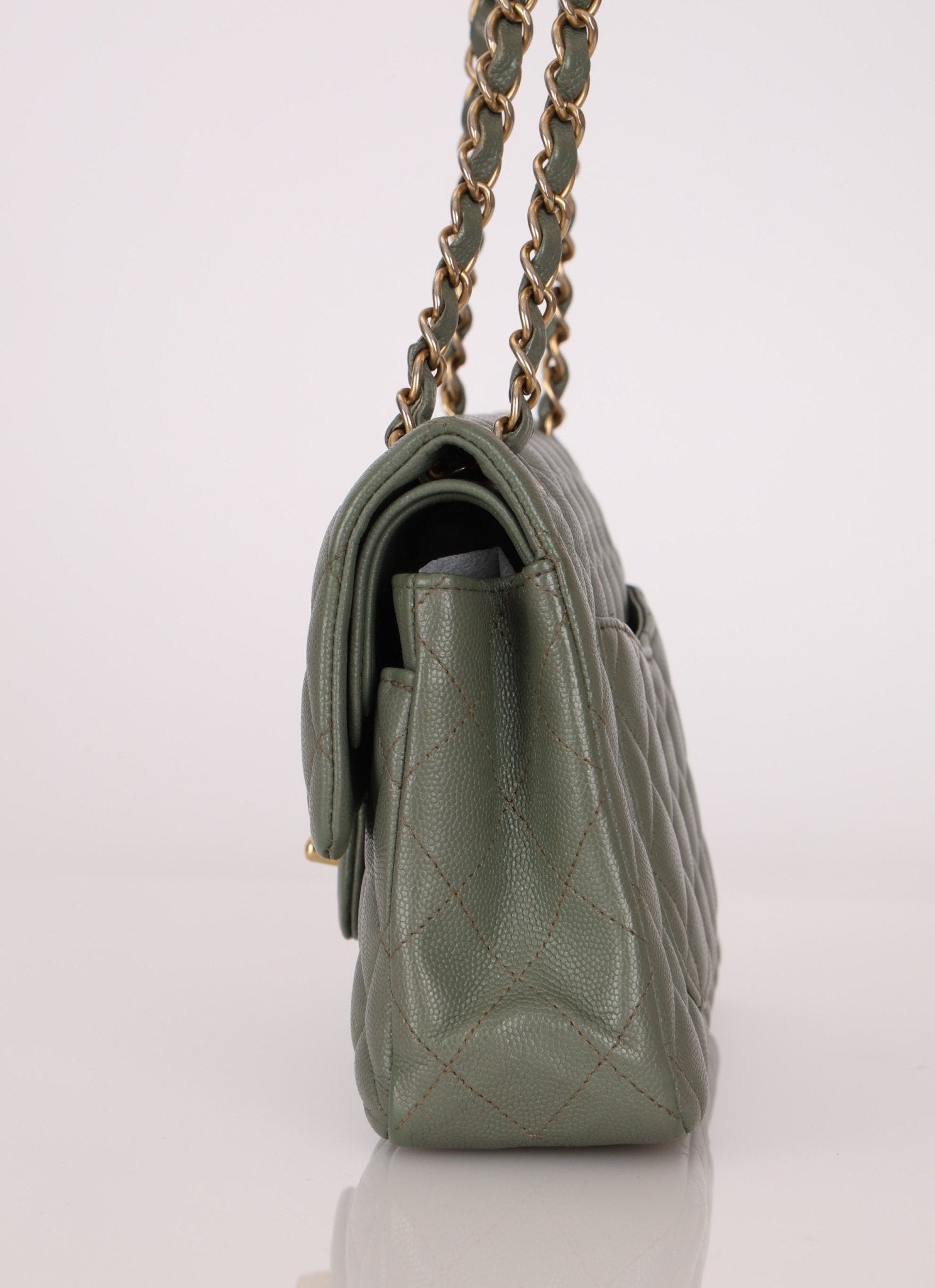 Chanel 2018 Eucalyptus Green Iridescent Caviar Small Double Flap - FashioNica