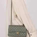 Chanel 2018 Eucalyptus Green Iridescent Caviar Small Double Flap - FashioNica