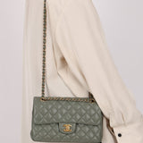 Chanel 2018 Eucalyptus Green Iridescent Caviar Small Double Flap - FashioNica