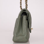 Chanel 2018 Eucalyptus Green Iridescent Caviar Small Double Flap - FashioNica