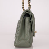 Chanel 2018 Eucalyptus Green Iridescent Caviar Small Double Flap - FashioNica