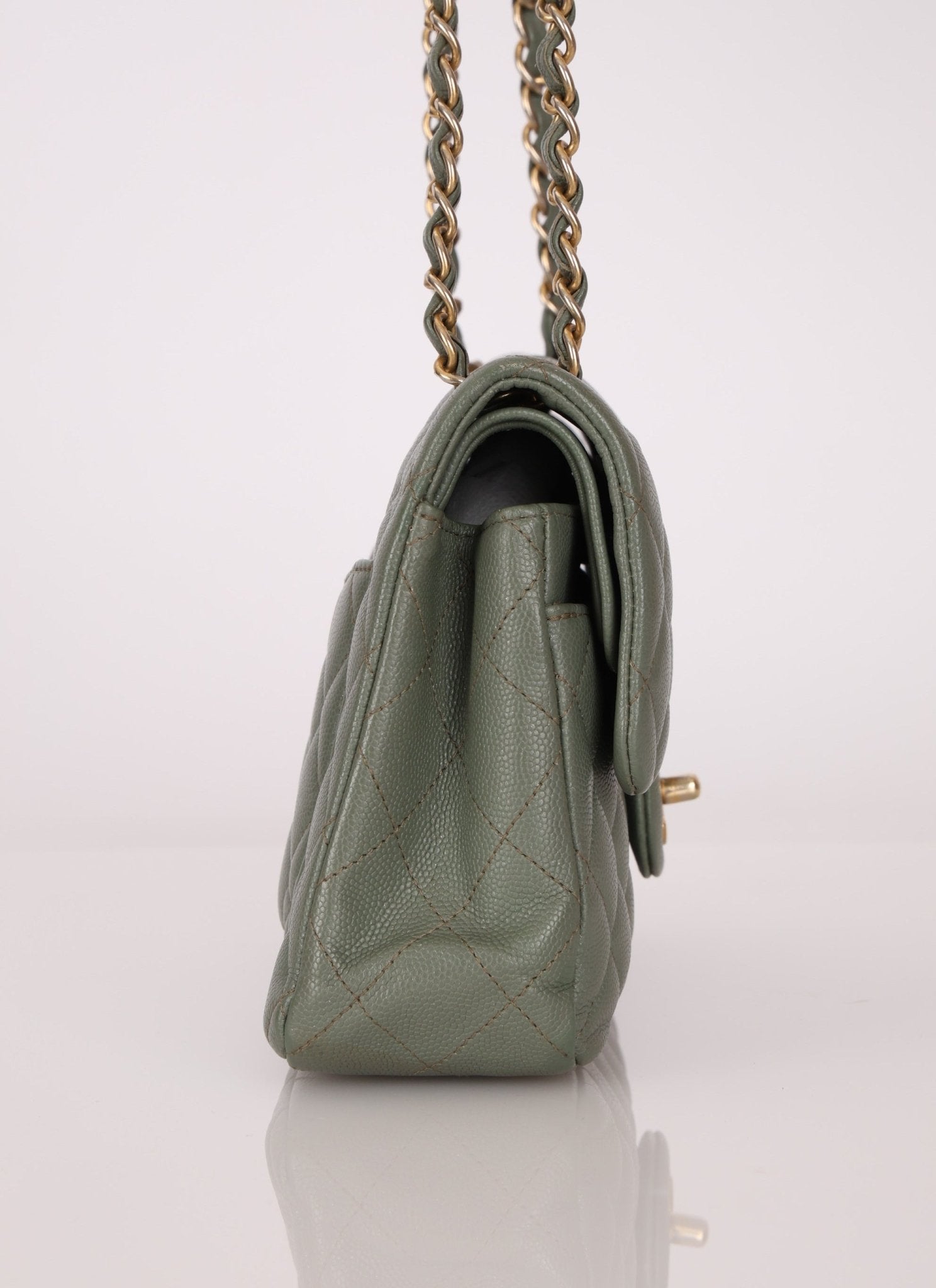 Chanel 2018 Eucalyptus Green Iridescent Caviar Small Double Flap - FashioNica