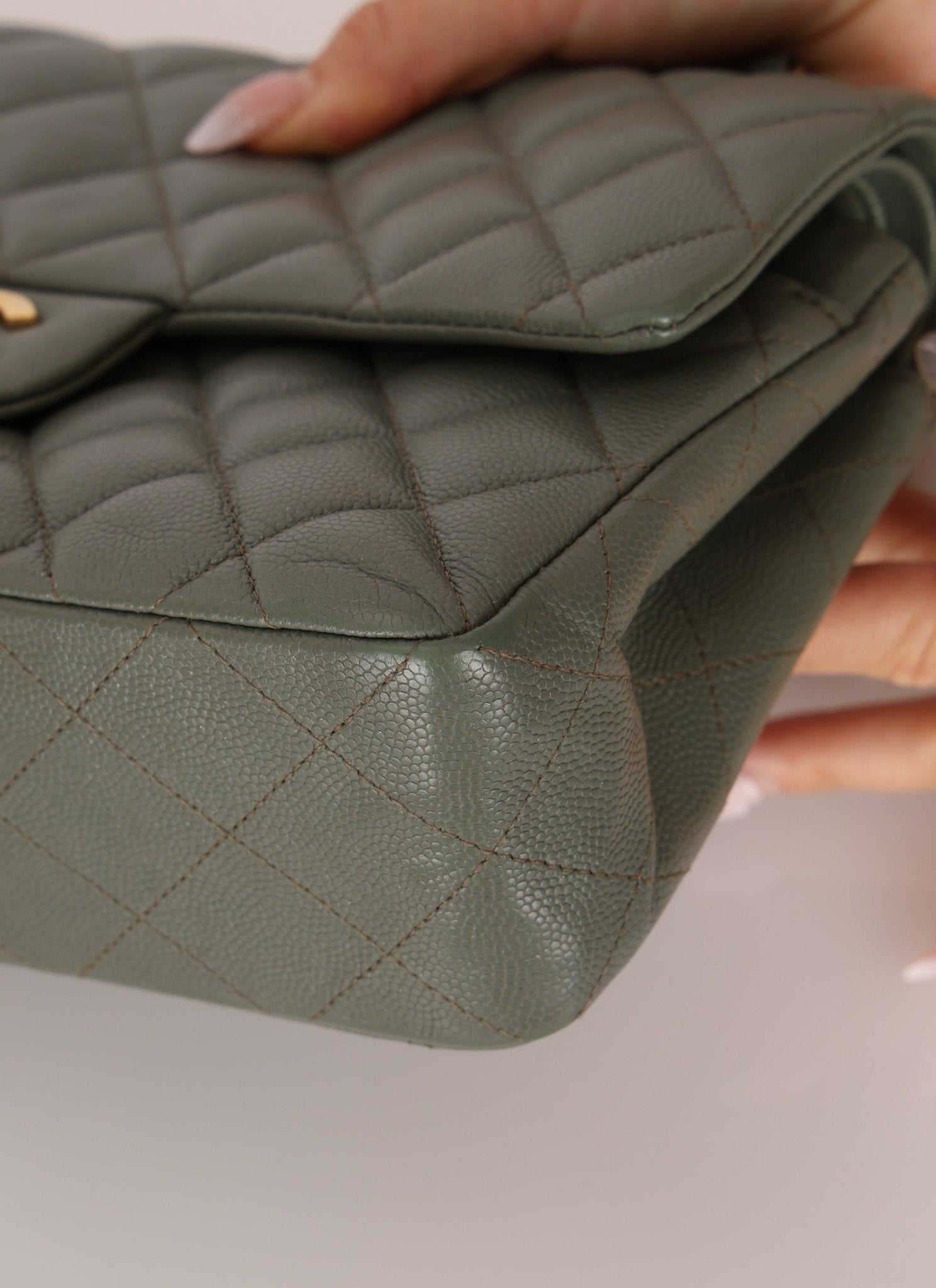 Chanel 2018 Eucalyptus Green Iridescent Caviar Small Double Flap - FashioNica