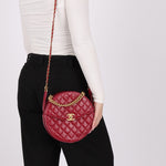 Chanel 2018 Glazed Calfskin Round Top Handle Crossbody - FashioNica
