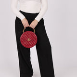 Chanel 2018 Glazed Calfskin Round Top Handle Crossbody - FashioNica