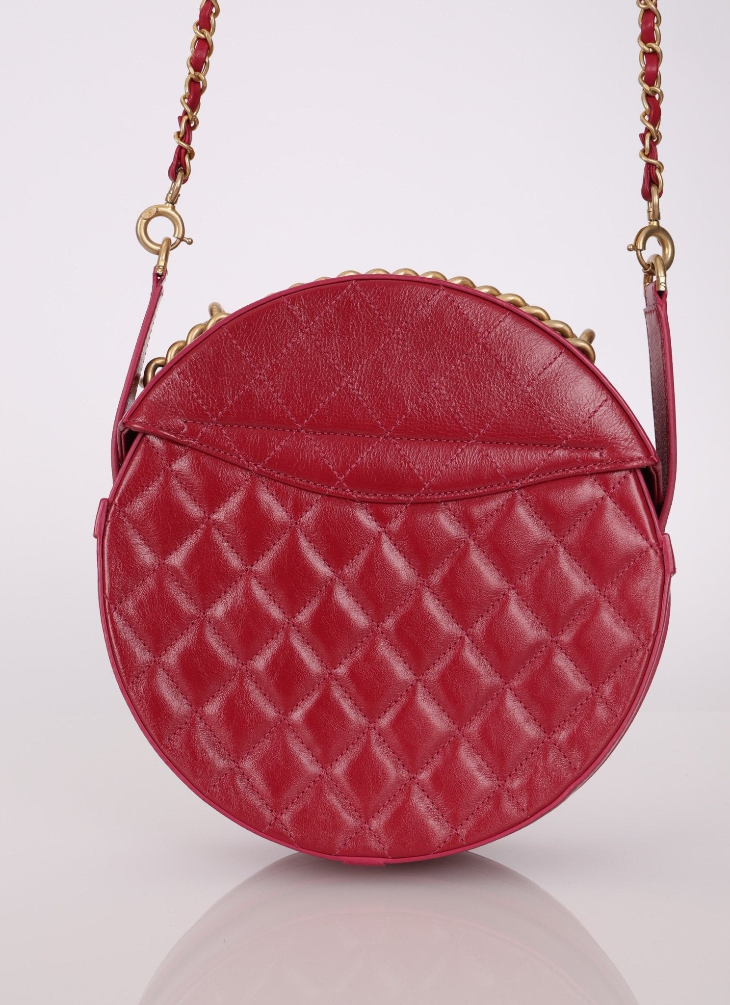 Chanel 2018 Glazed Calfskin Round Top Handle Crossbody - FashioNica