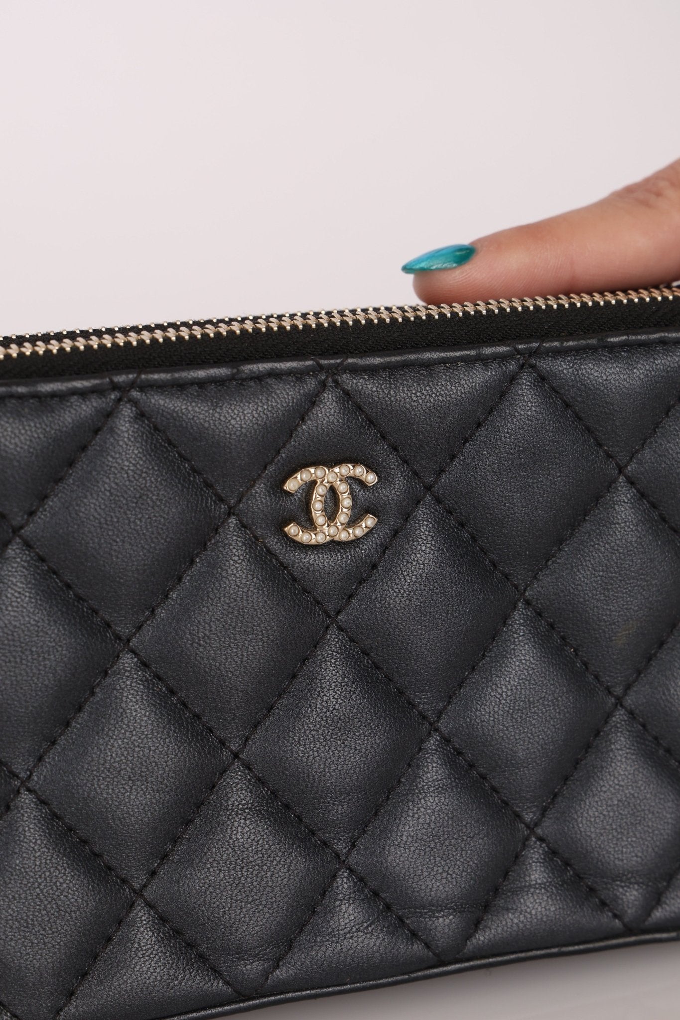 Chanel 2018 Iridescent Lambskin Double - Zip Pearl Wallet on Chain - FashioNica