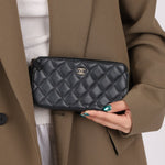 Chanel 2018 Iridescent Lambskin Double - Zip Pearl Wallet on Chain - FashioNica