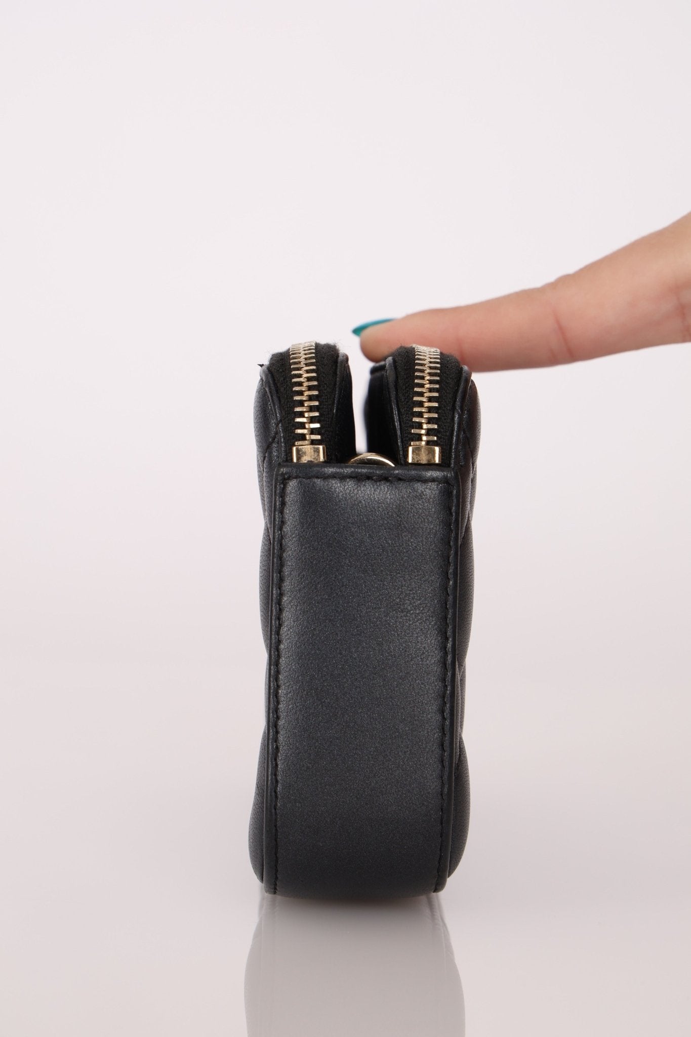 Chanel 2018 Iridescent Lambskin Double - Zip Pearl Wallet on Chain - FashioNica