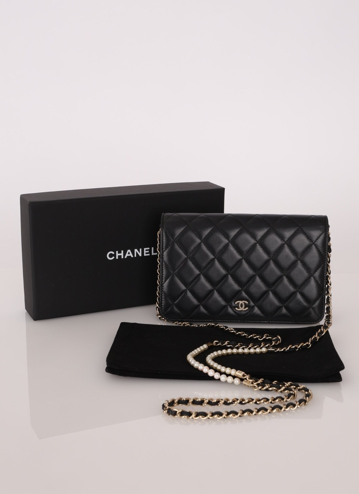 Chanel 2018 Lambskin Pearl Chain Wallet on Chain - FashioNica