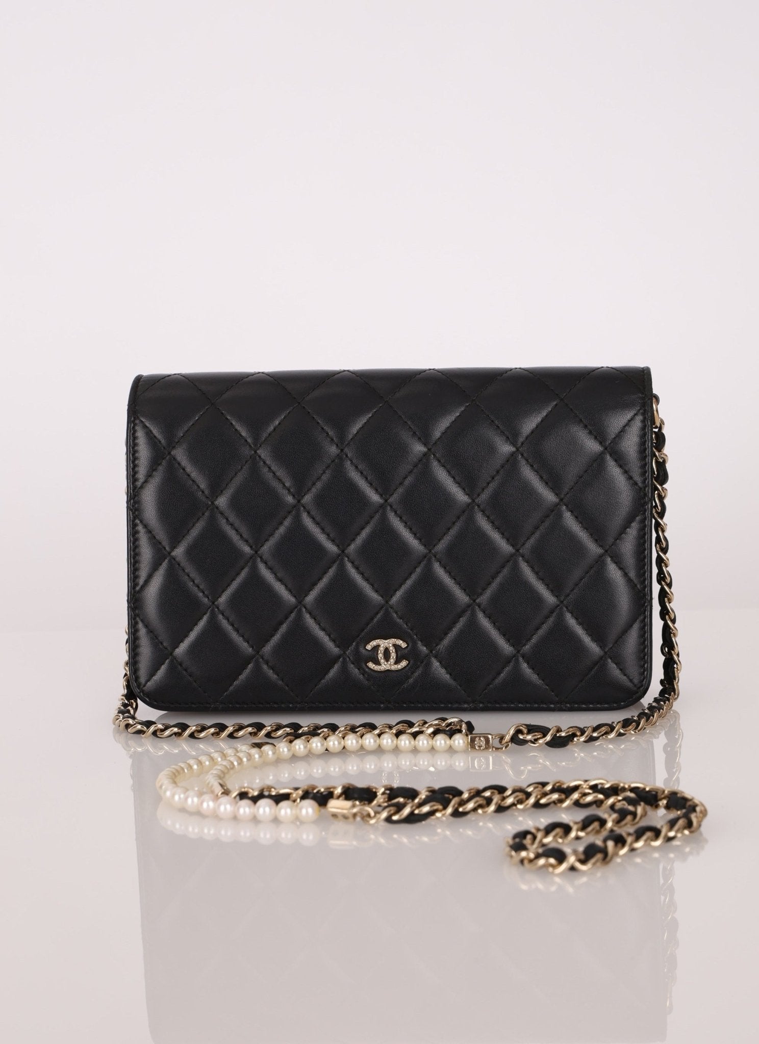 Chanel 2018 Lambskin Pearl Chain Wallet on Chain - FashioNica