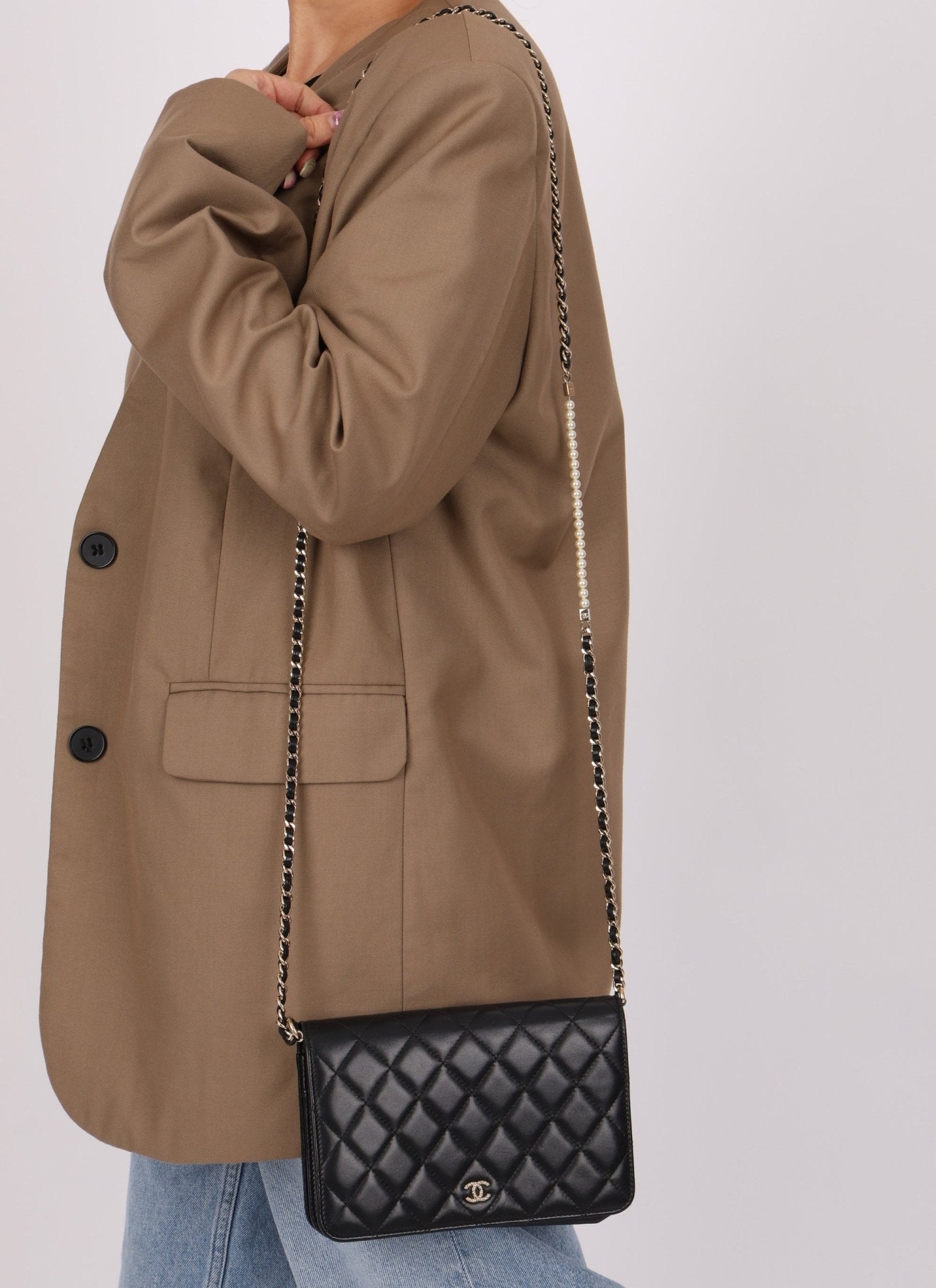 Chanel 2018 Lambskin Pearl Chain Wallet on Chain - FashioNica