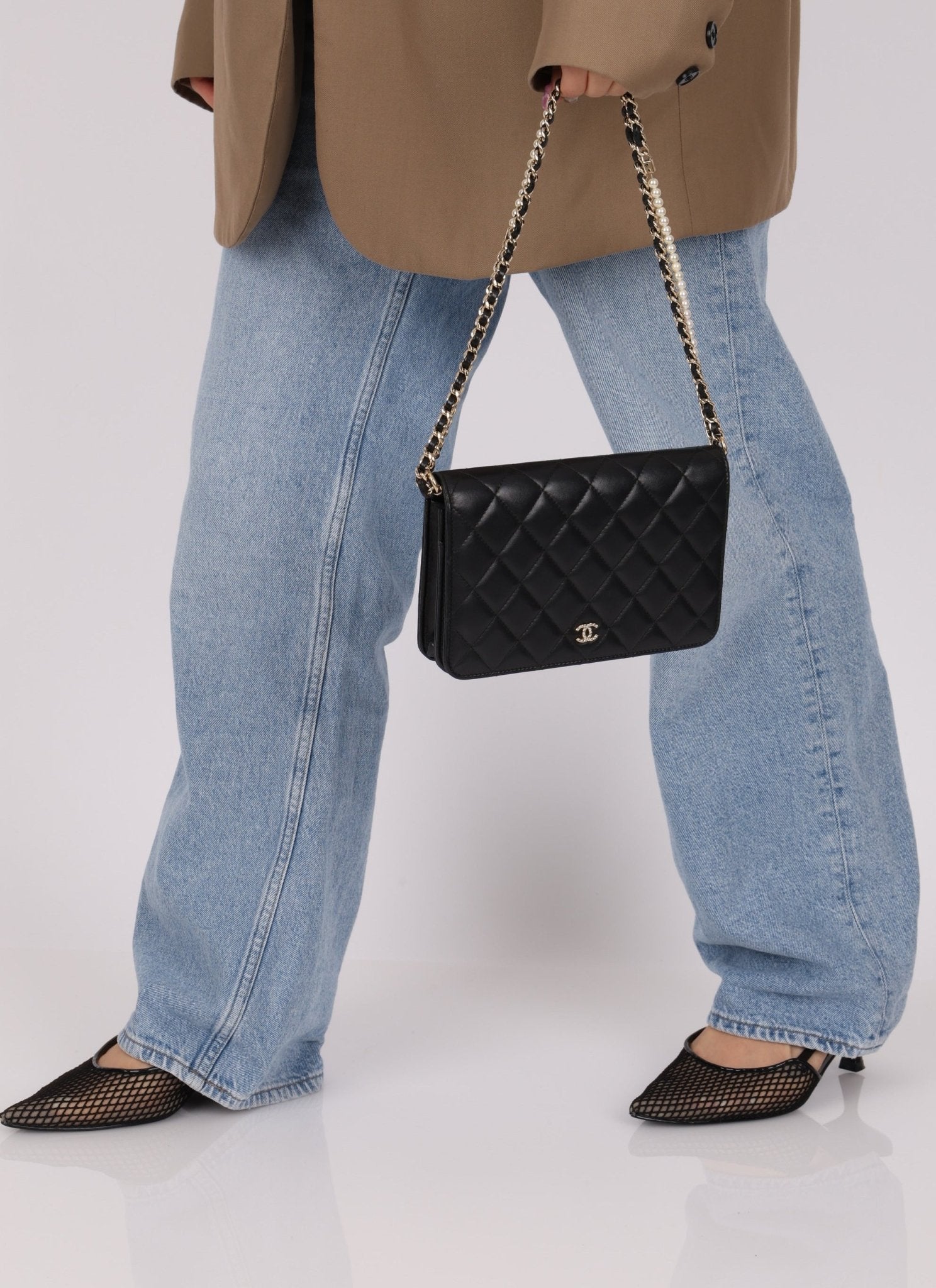 Chanel 2018 Lambskin Pearl Chain Wallet on Chain - FashioNica