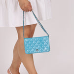 Chanel 2018 Light Blue Iridescent Wallet on Chain - FashioNica