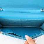 Chanel 2018 Light Blue Iridescent Wallet on Chain - FashioNica