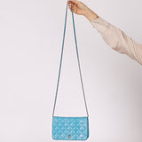 Chanel 2018 Light Blue Iridescent Wallet on Chain - FashioNica