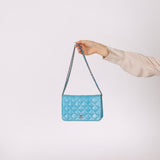 Chanel 2018 Light Blue Iridescent Wallet on Chain - FashioNica