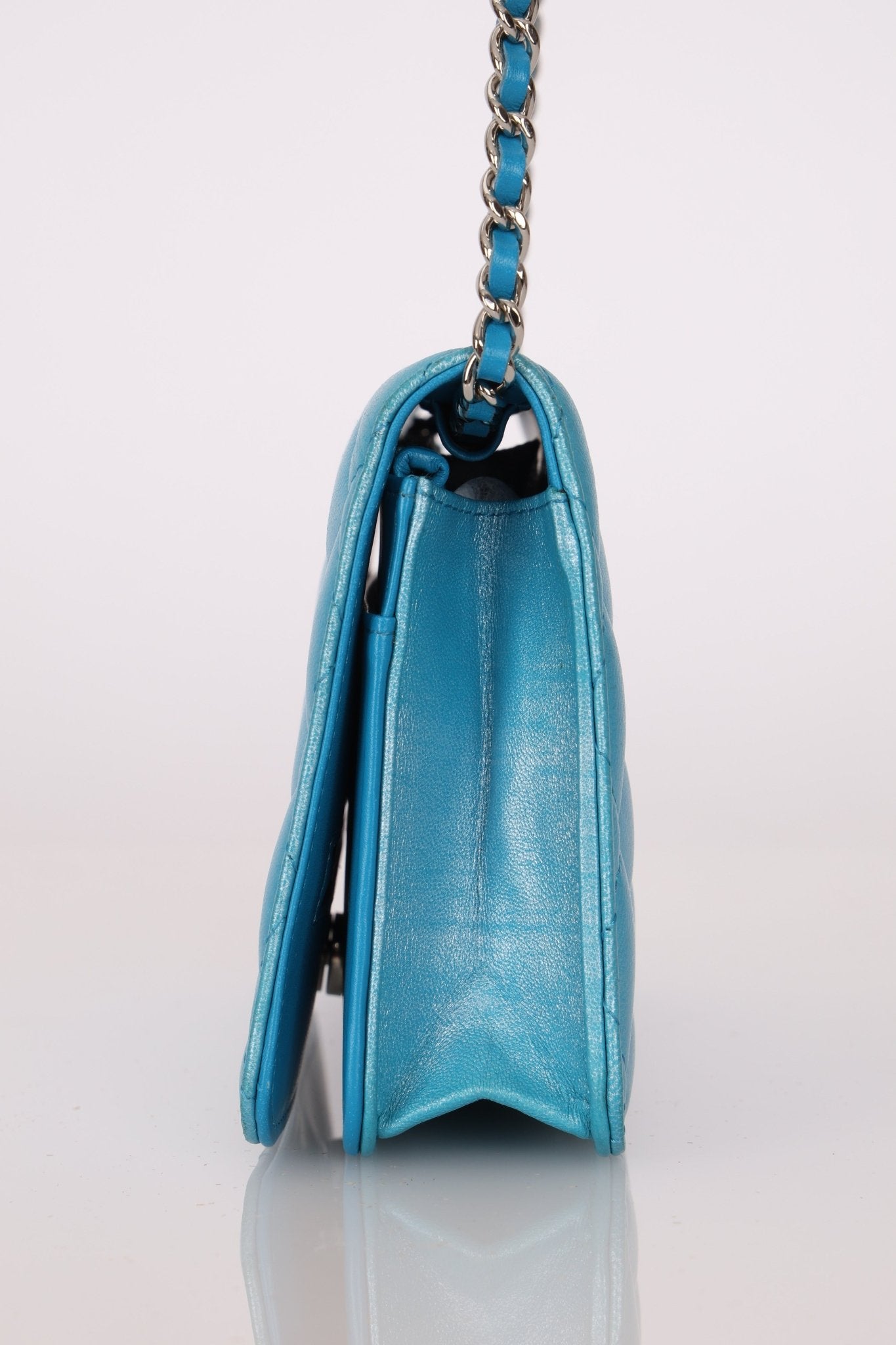 Chanel 2018 Light Blue Iridescent Wallet on Chain - FashioNica