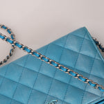 Chanel 2018 Light Blue Iridescent Wallet on Chain - FashioNica