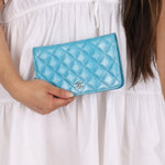 Chanel 2018 Light Blue Iridescent Wallet on Chain - FashioNica