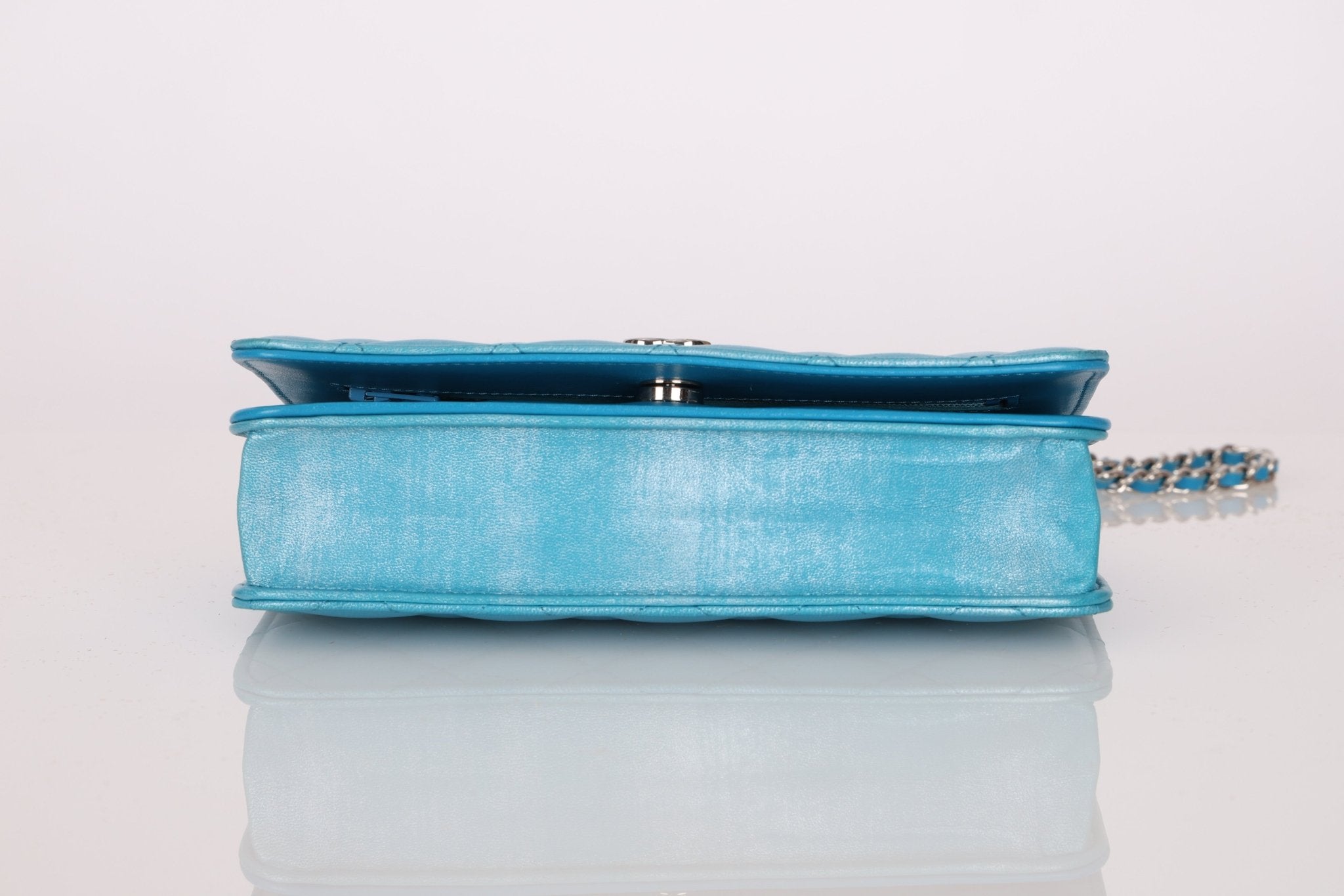 Chanel 2018 Light Blue Iridescent Wallet on Chain - FashioNica