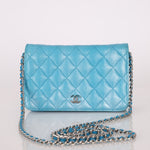 Chanel 2018 Light Blue Iridescent Wallet on Chain - FashioNica